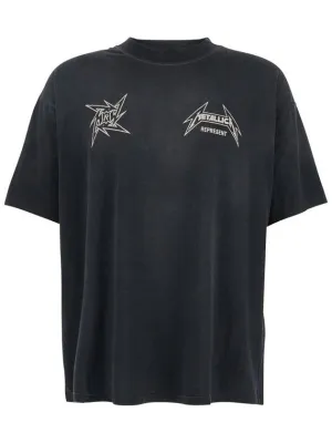 '40 Year Anniversary Represent X Metallica' Black T-Shirt With Front And Back Logo Print In Cotton Blend Man