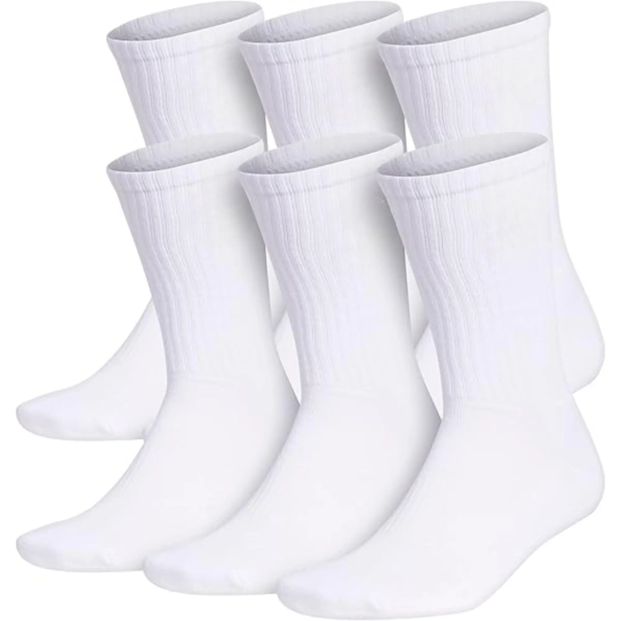6 Pairs Versatile Cushioned Crew Socks