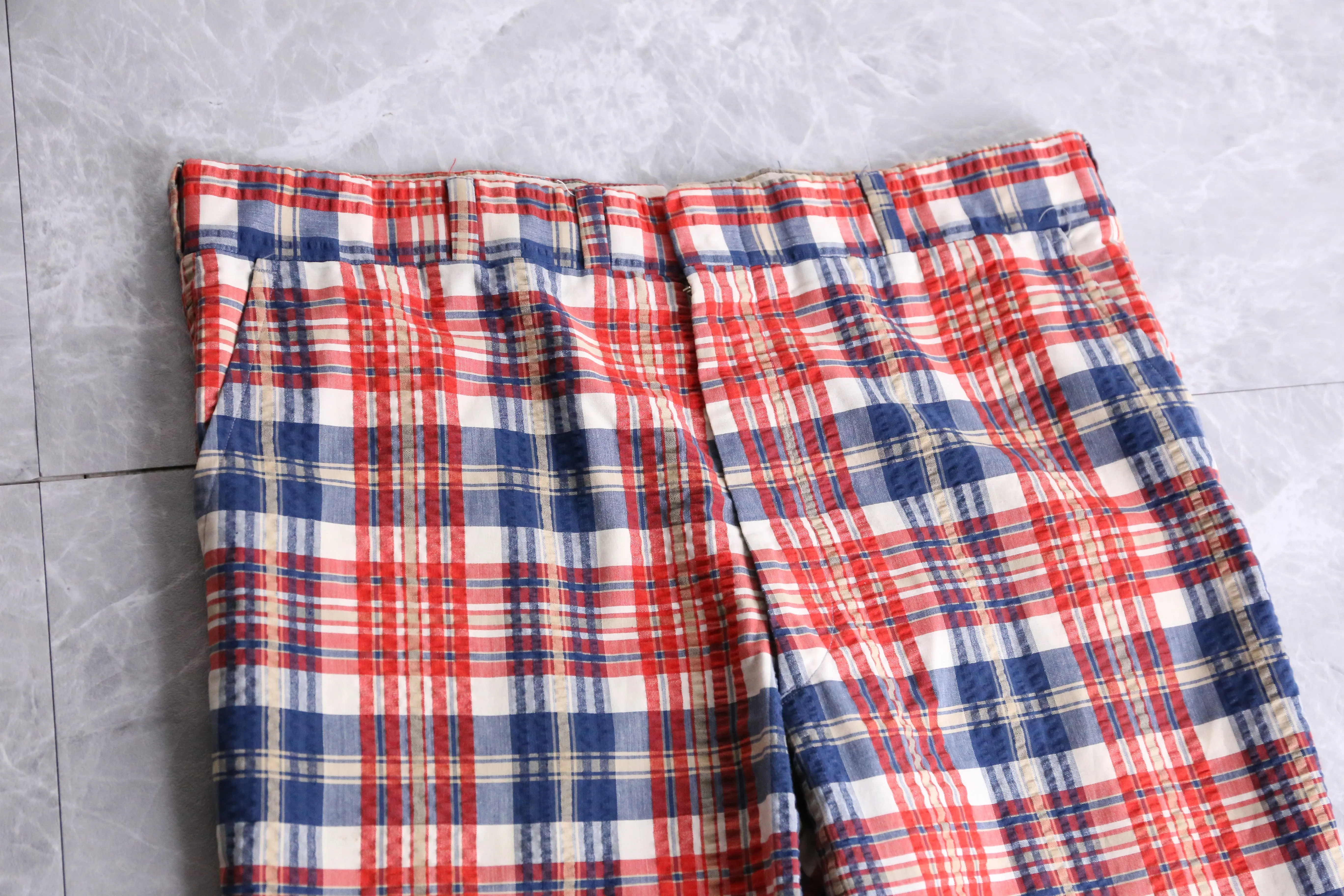 70's check pattern straight slacks