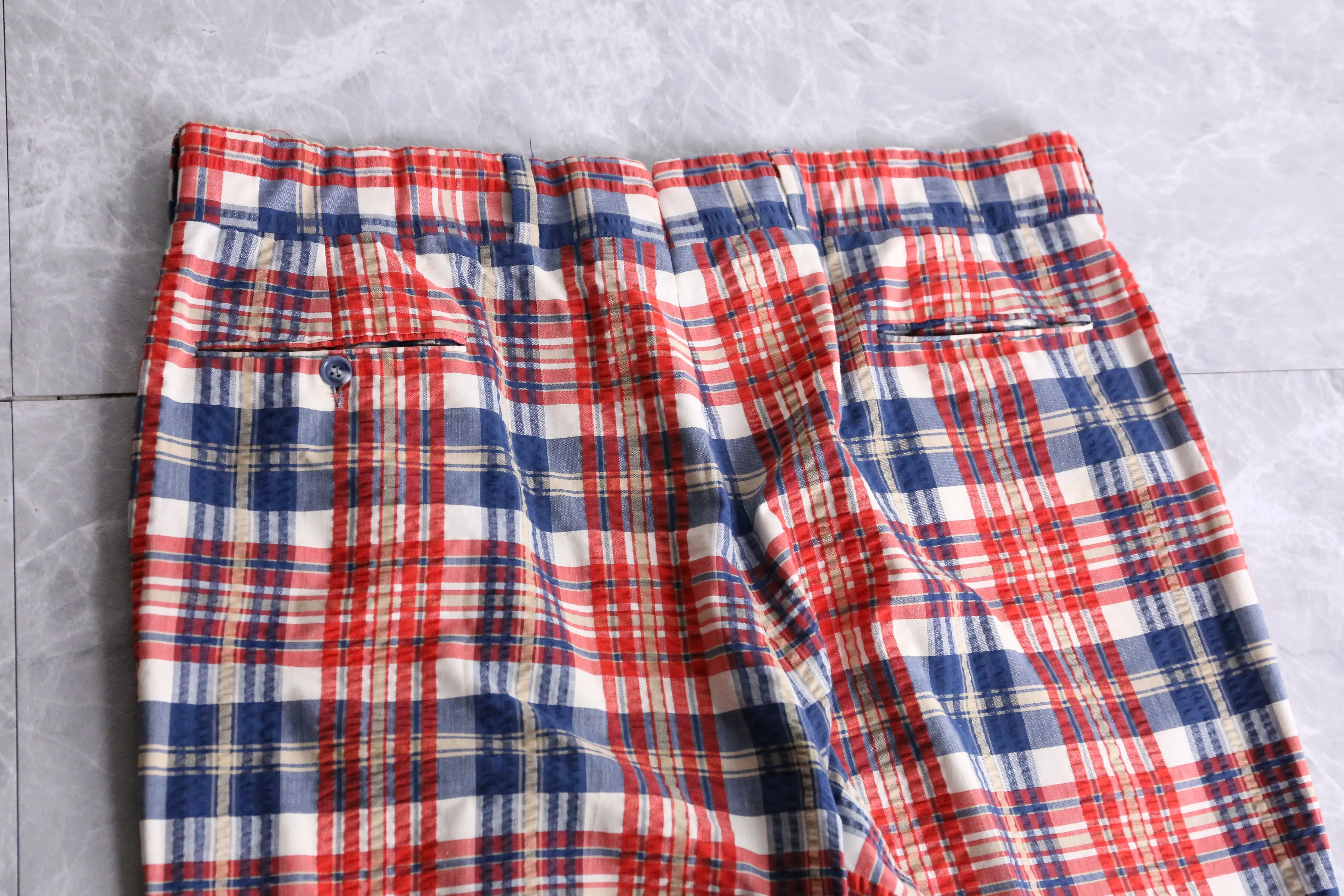 70's check pattern straight slacks