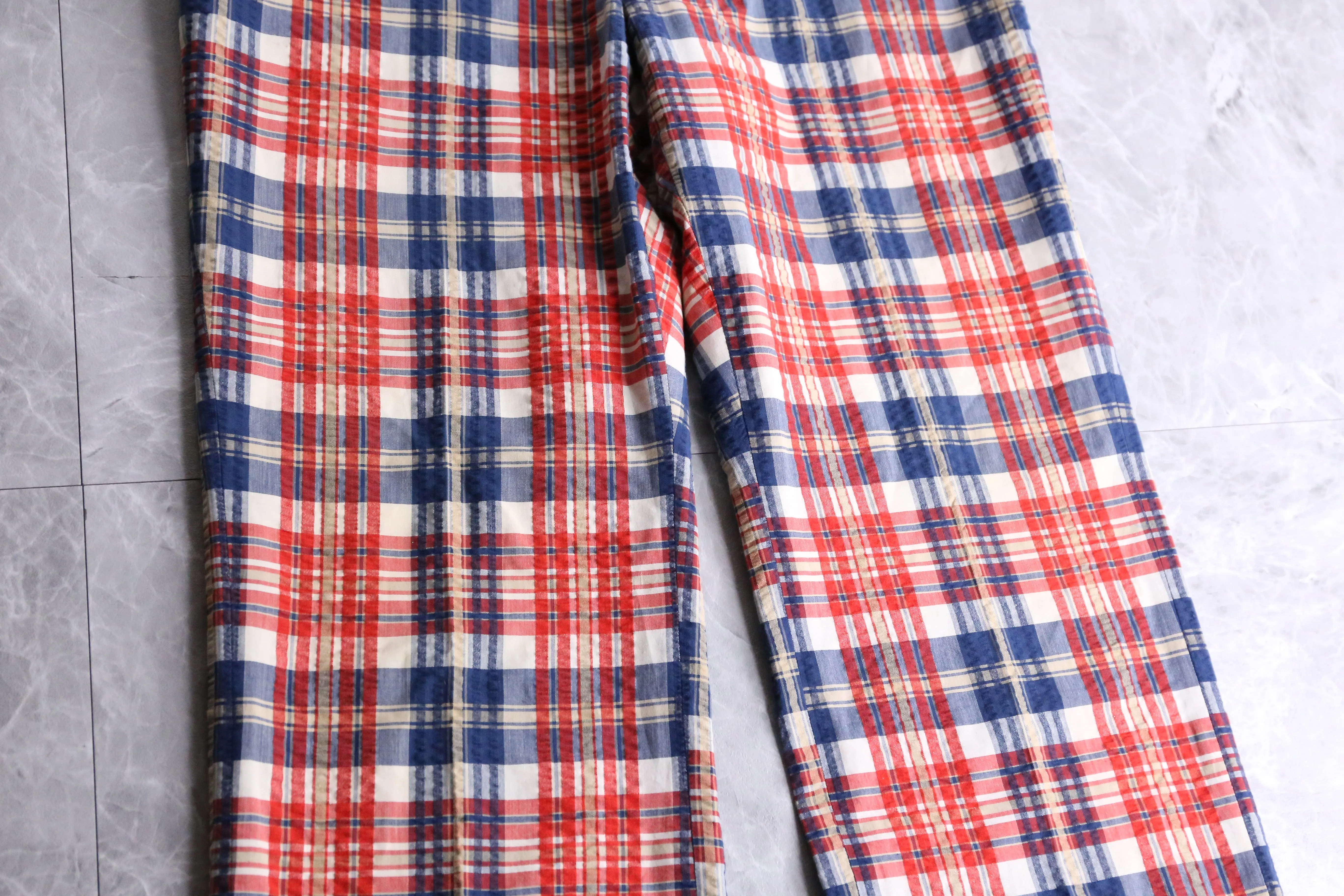 70's check pattern straight slacks