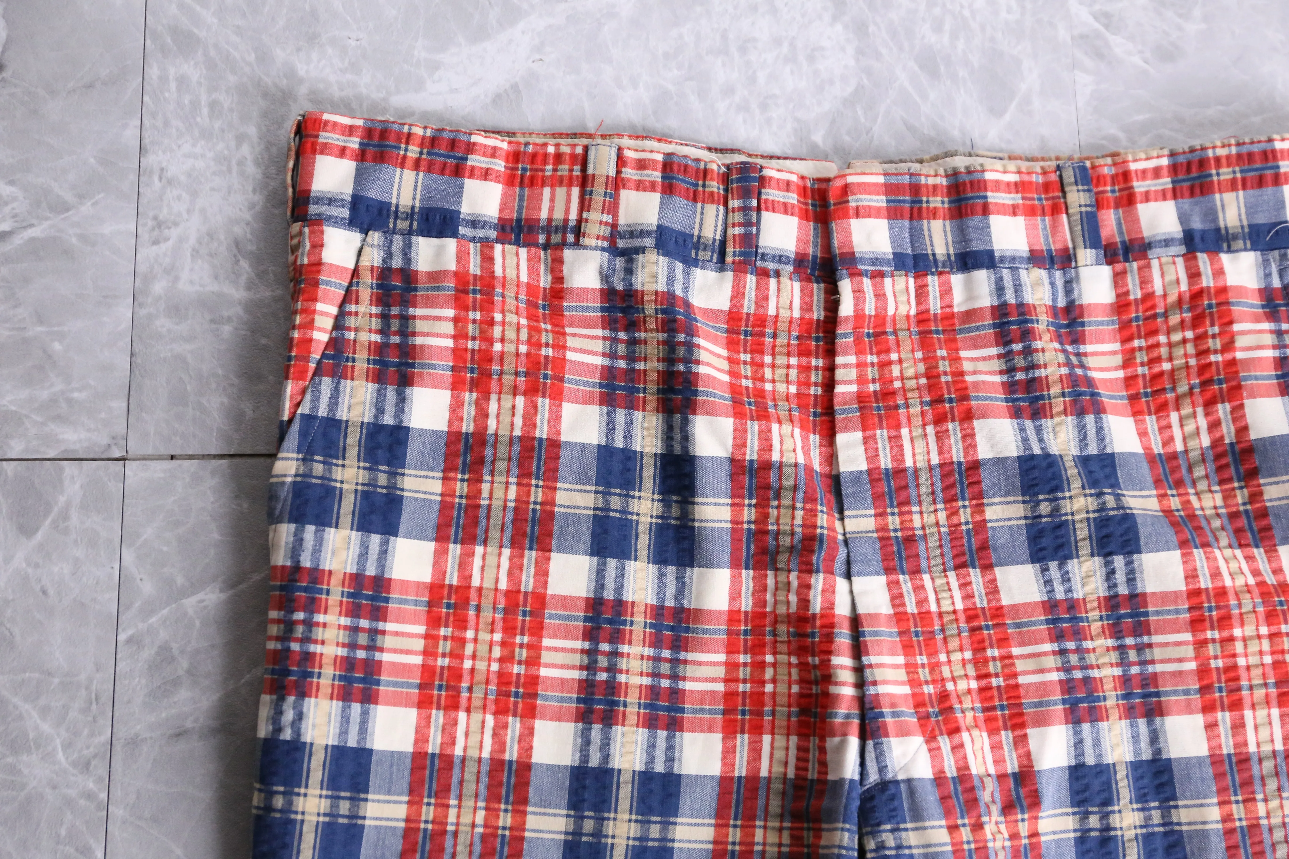 70's check pattern straight slacks