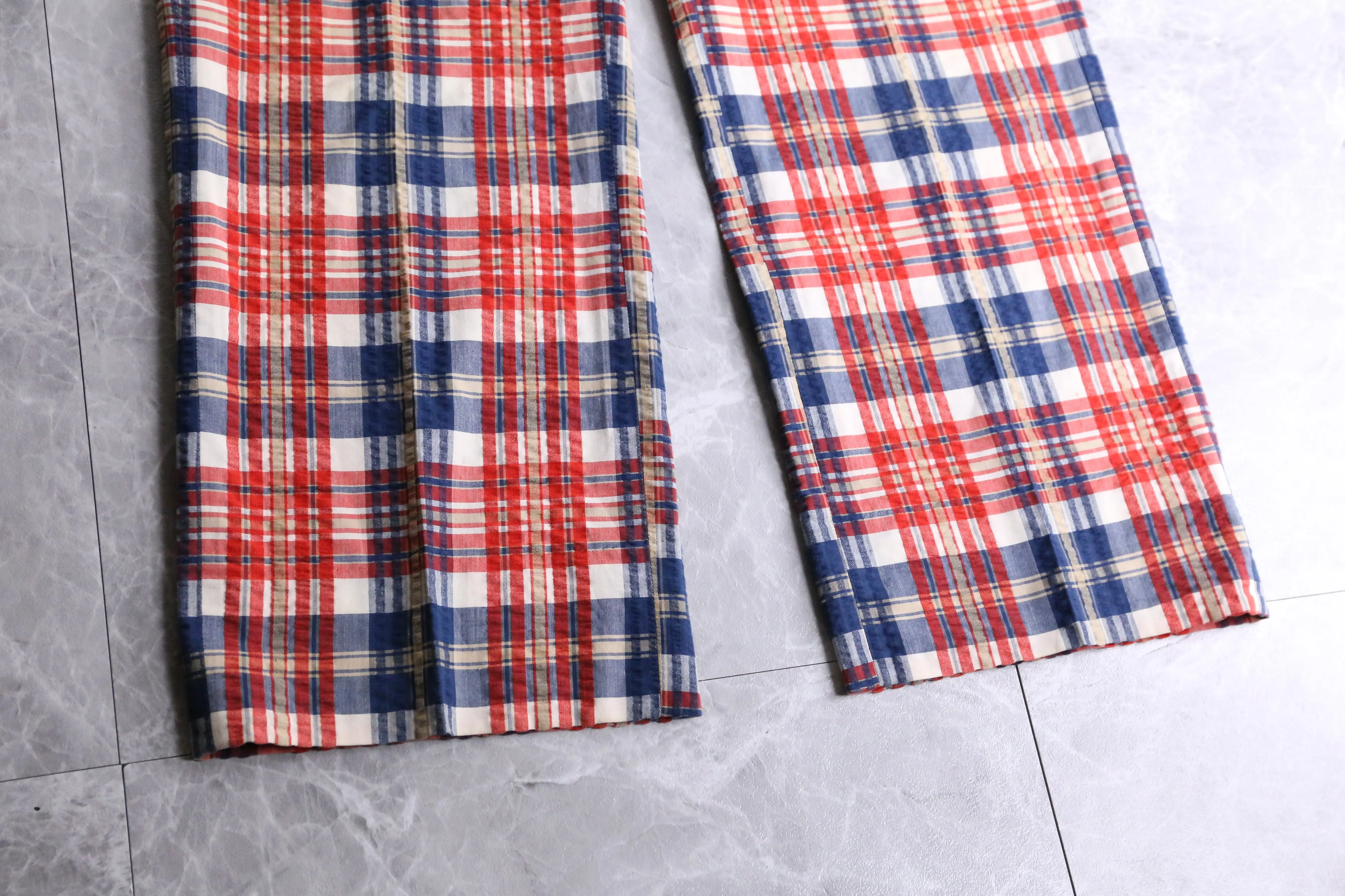 70's check pattern straight slacks