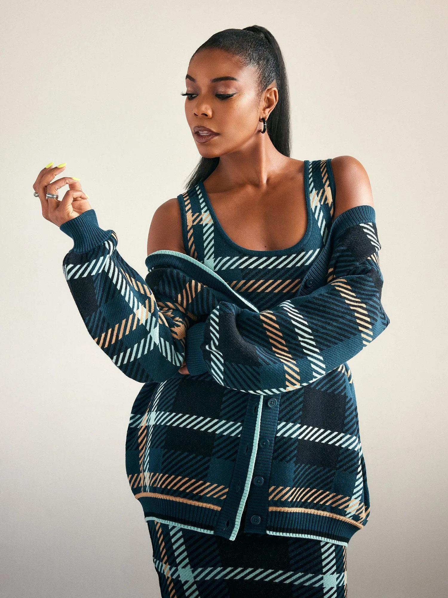 Aerith Plaid Tunic Cardigan