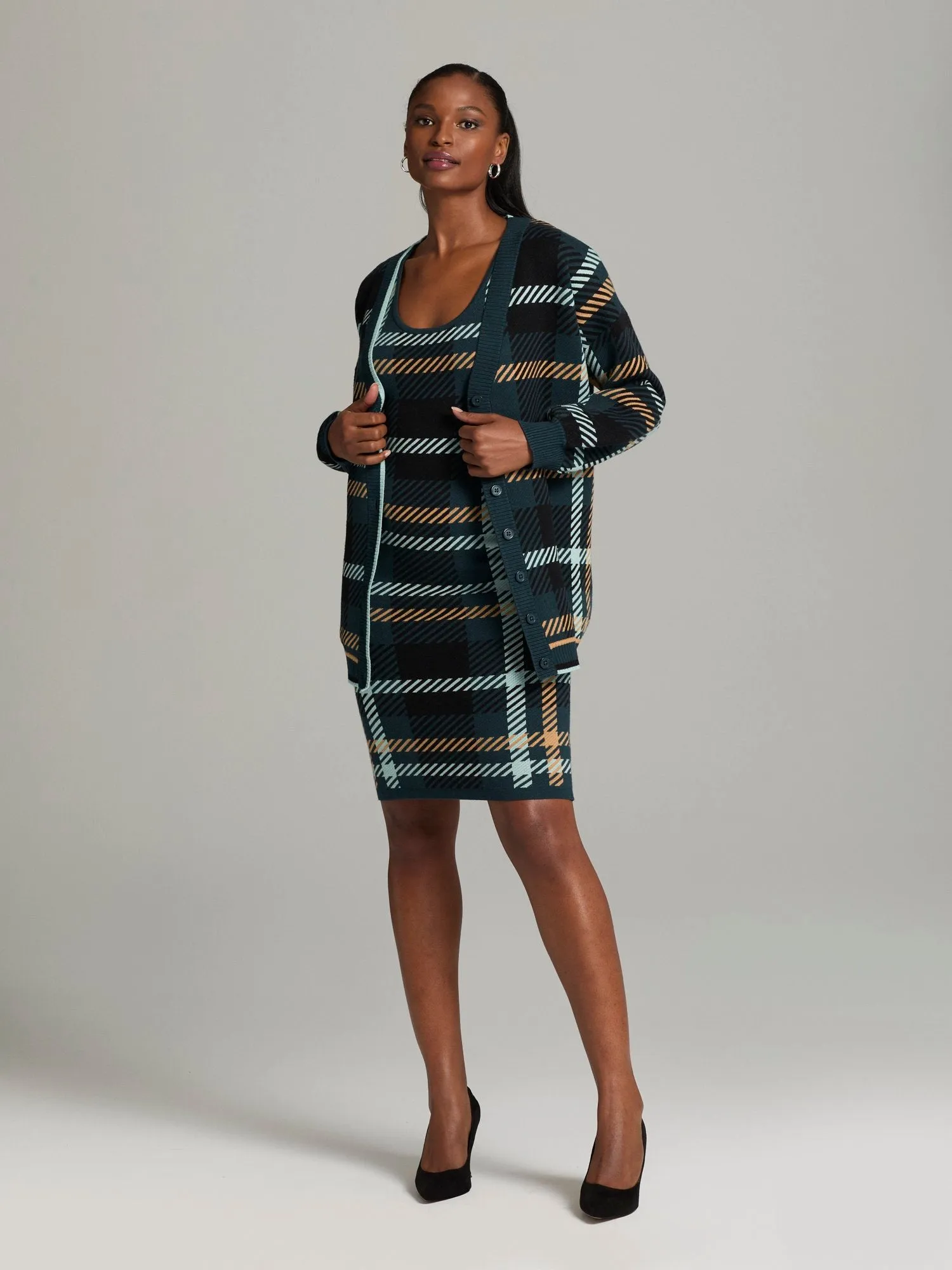 Aerith Plaid Tunic Cardigan