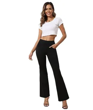 Agenlulu High Waisted Dress Pants for Women Bootcut Elastic Waist Pull On Work Slacks for Women Business Casual (Navy Blue)