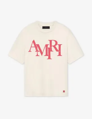 Amiri Birch White Staggered Logo T-Shirt