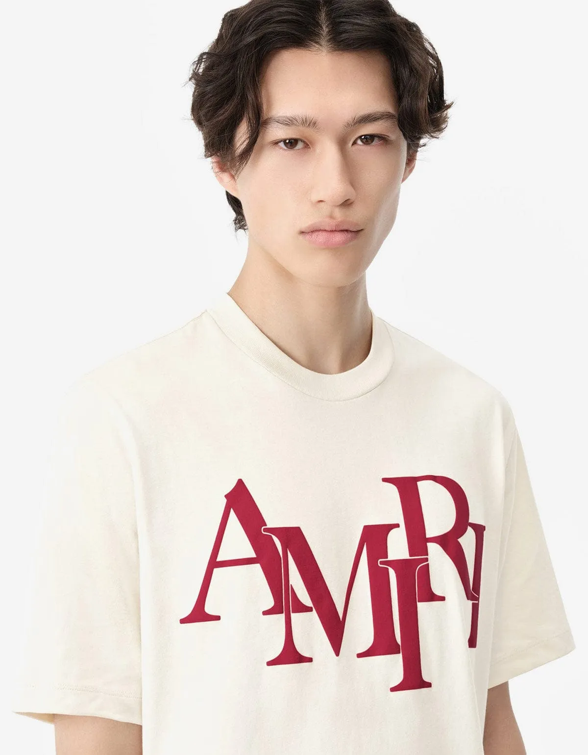 Amiri Birch White Staggered Logo T-Shirt