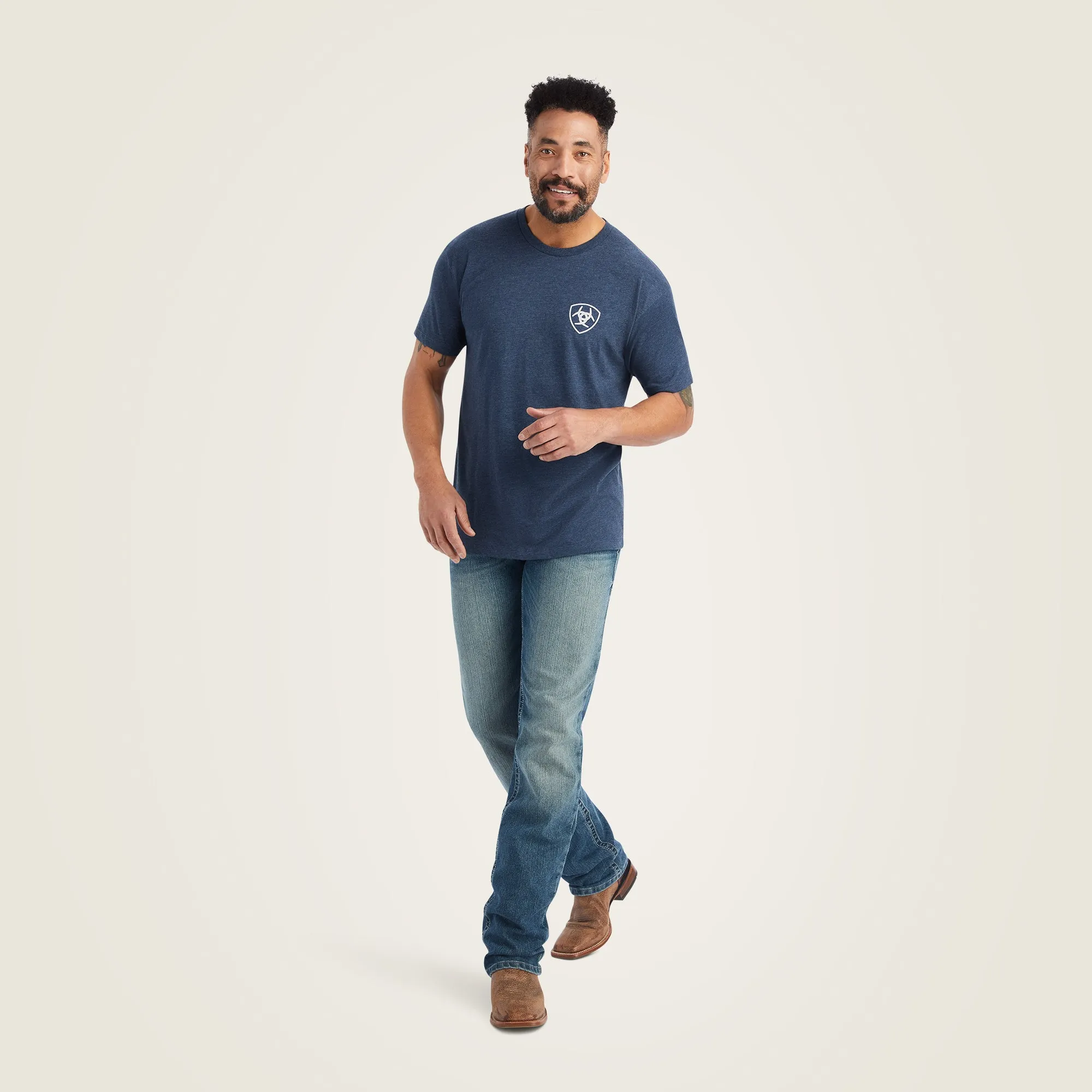 Ariat Men's Lucky Horseshoe T-Shirt, Navy Heather
