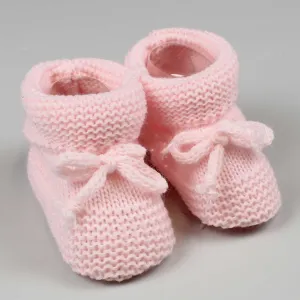 Baby Girls Cute Pink Knitted Booties Newborn - 6 Months