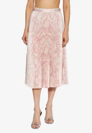 Barocco Print Plisse Midi Skirt