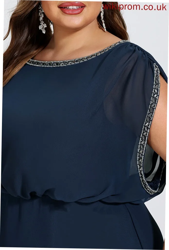 Beading Cocktail Dresses Sheath/Column Cocktail Chiffon With Dress Neck Isabella Knee-Length Scoop