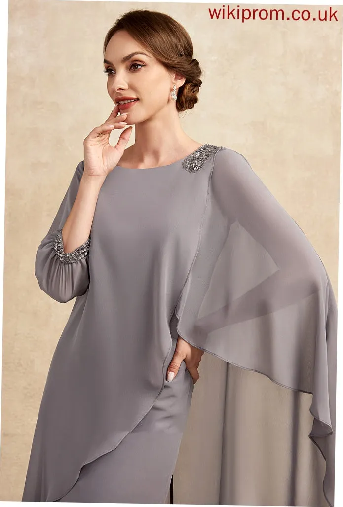 Beading Mother With Scoop Sheath/Column of Neck Mother of the Bride Dresses Knee-Length Chiffon the Dress Bride Marin