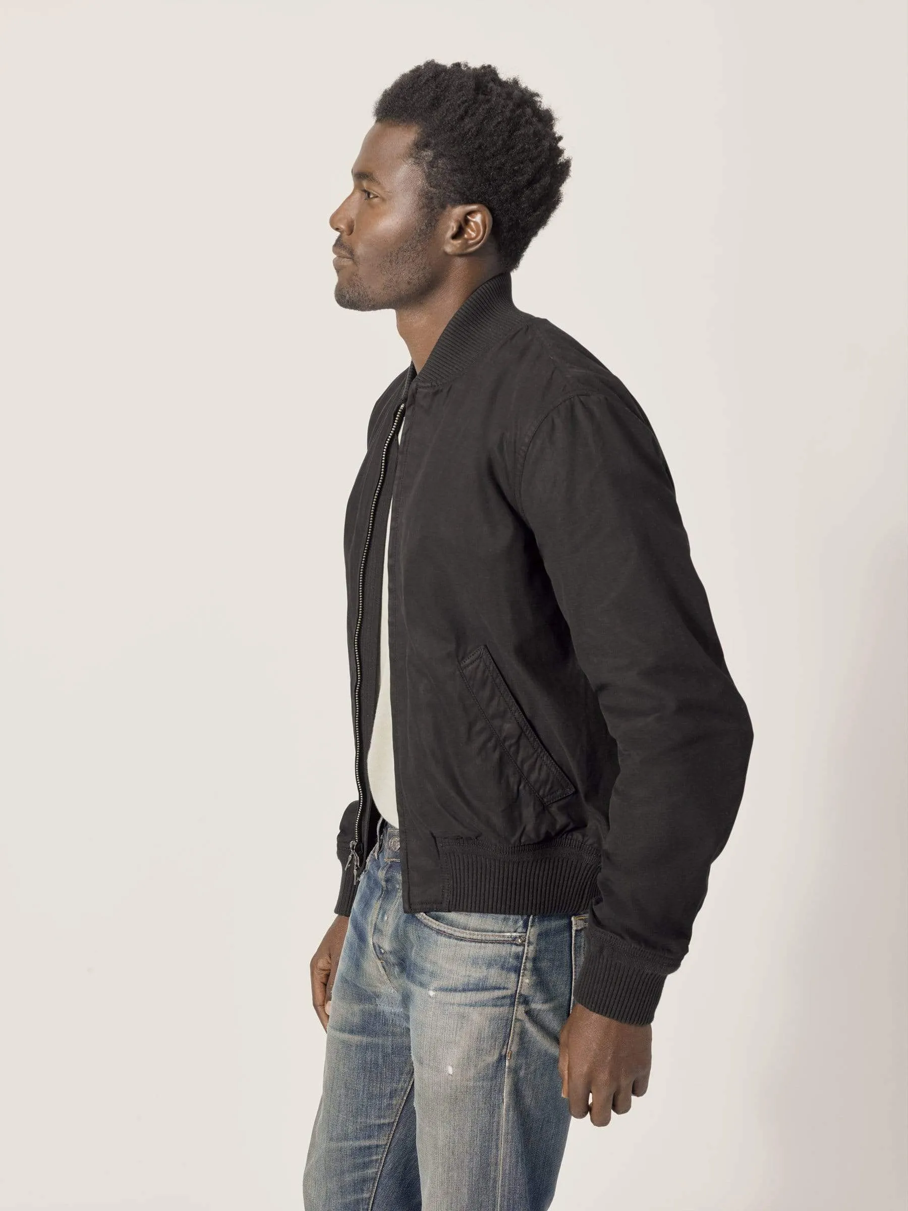 Black Oil Cloth Bomber