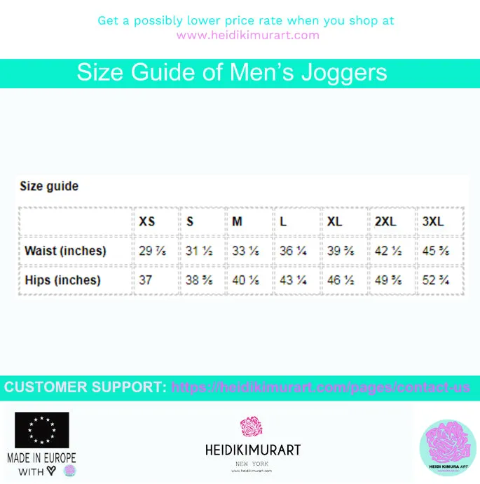 Bright Red Men's Joggers, Colorful Solid Color Minimalist Party Sweatpants-Made in EU/MX