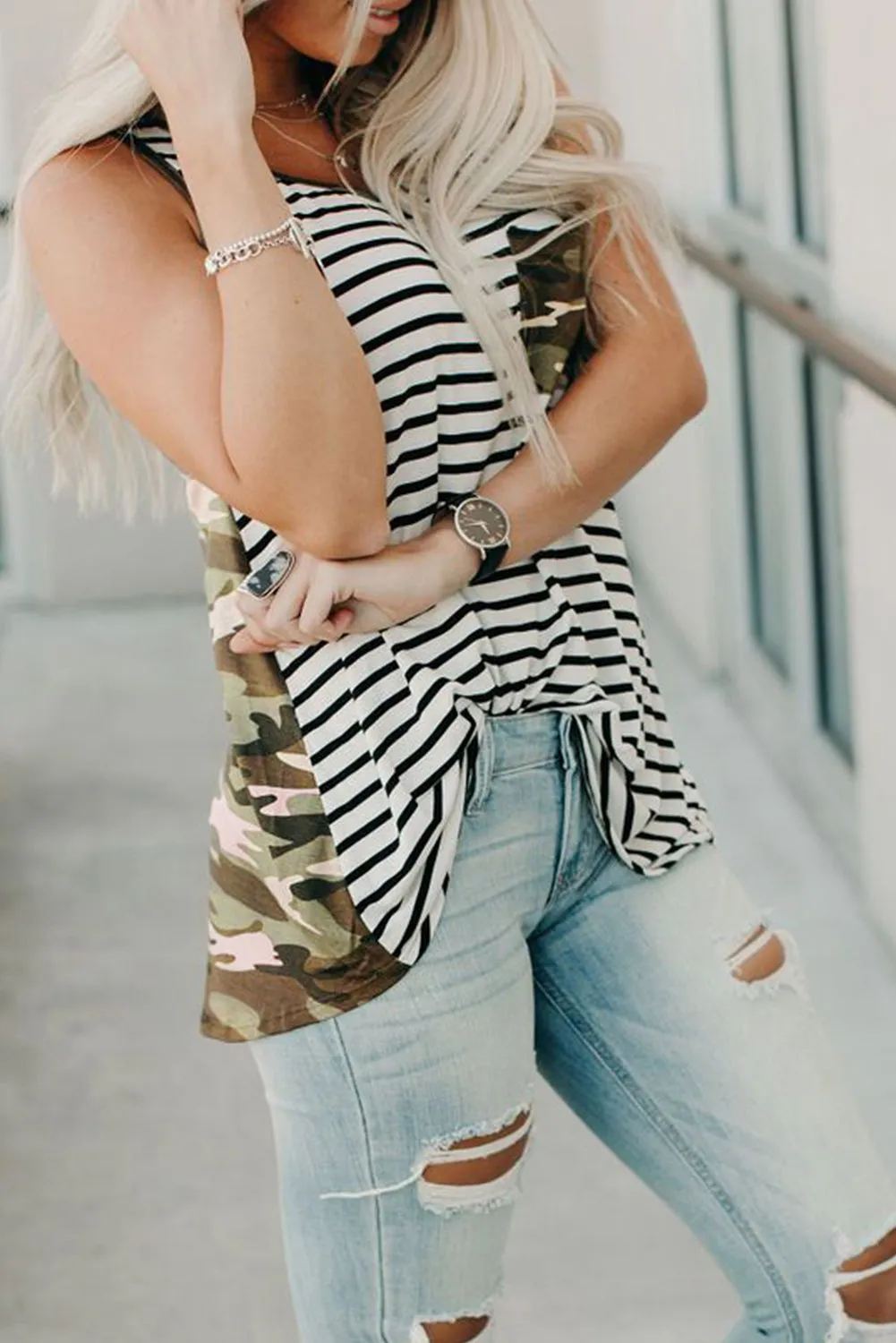 Camo & Stripe Tank Top