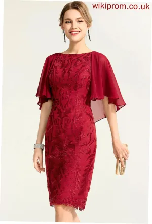 Chiffon Nadine Cocktail Dresses Cocktail Knee-Length Lace Sheath/Column Dress Neck Scoop