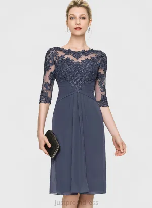 Chiffon Sheath/Column Neck Scoop Winifred Cocktail Knee-Length Dress Cocktail Dresses Lace