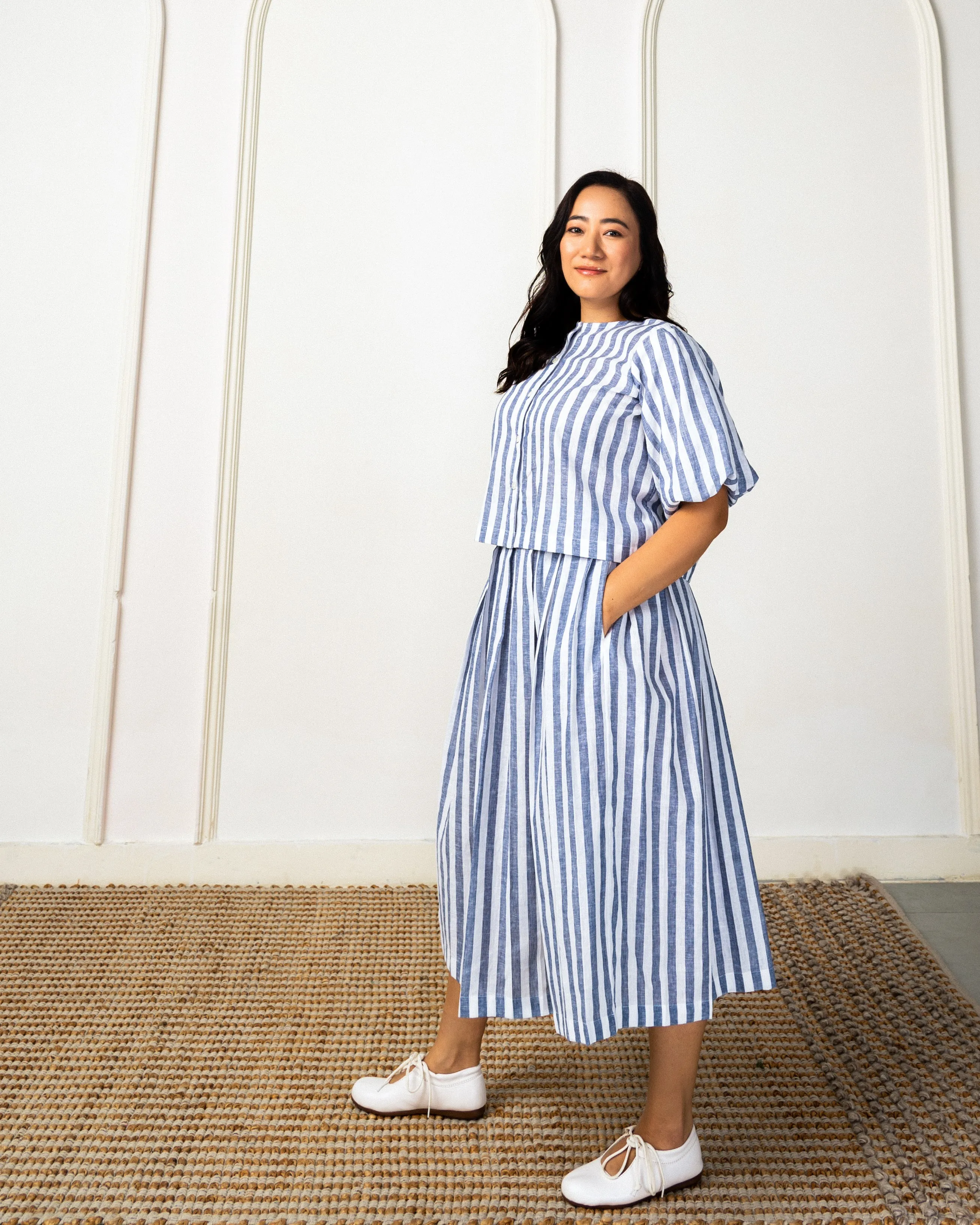Chiyo Lapis Linen Skirt