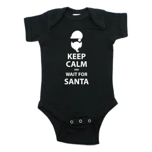 Christmas Keep Calm Wait For Santa Short Sleeve Bodysuit