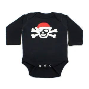 Christmas Scribble Skull Santa Hat Crossbone Long Sleeve Baby Infant Bodysuit