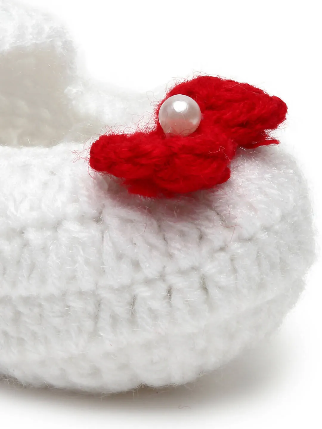 Chutput Kids Woollen Hand Knitted Bow Detailed Booties - White