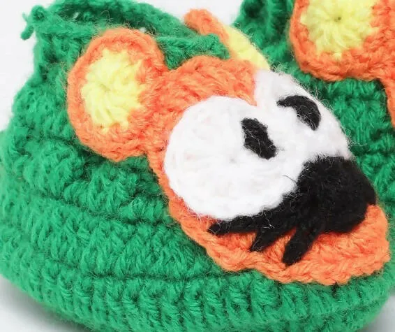 Chutput Kids Woollen Hand Knitted Mouse Detailed Booties - Green