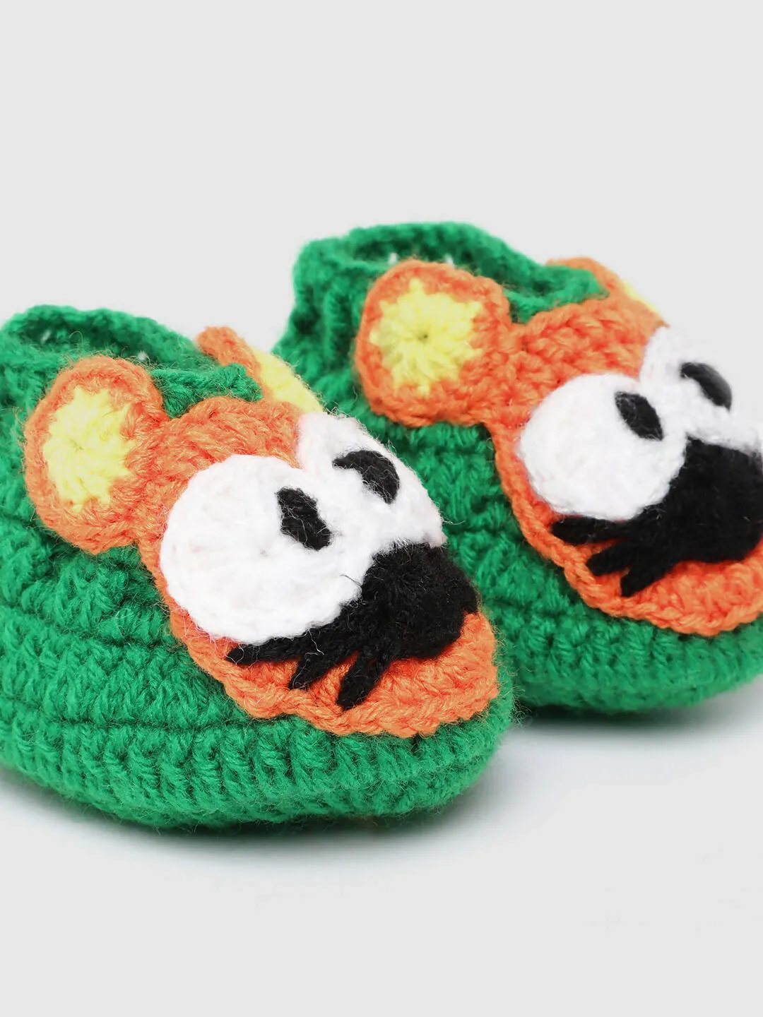 Chutput Kids Woollen Hand Knitted Mouse Detailed Booties - Green
