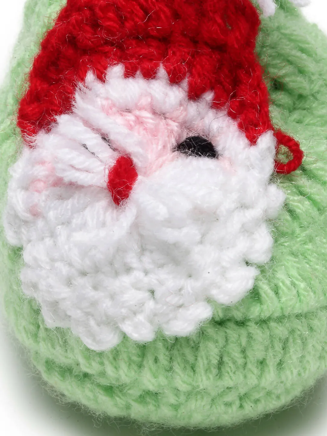Chutput Kids Woollen Hand Knitted Santa Face Booties - Green