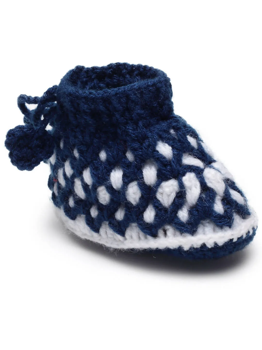 Chutput Kids Woollen Hand Knitted Self Desgin Booties - Blue