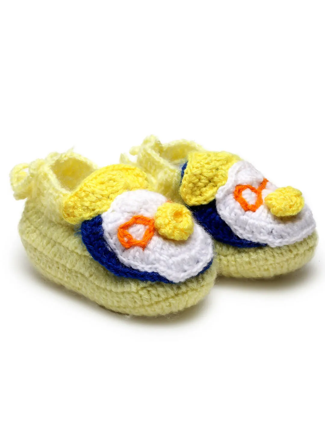 Chutput Kids Woollen Hand Knitted Self Desgin Booties - Yellow