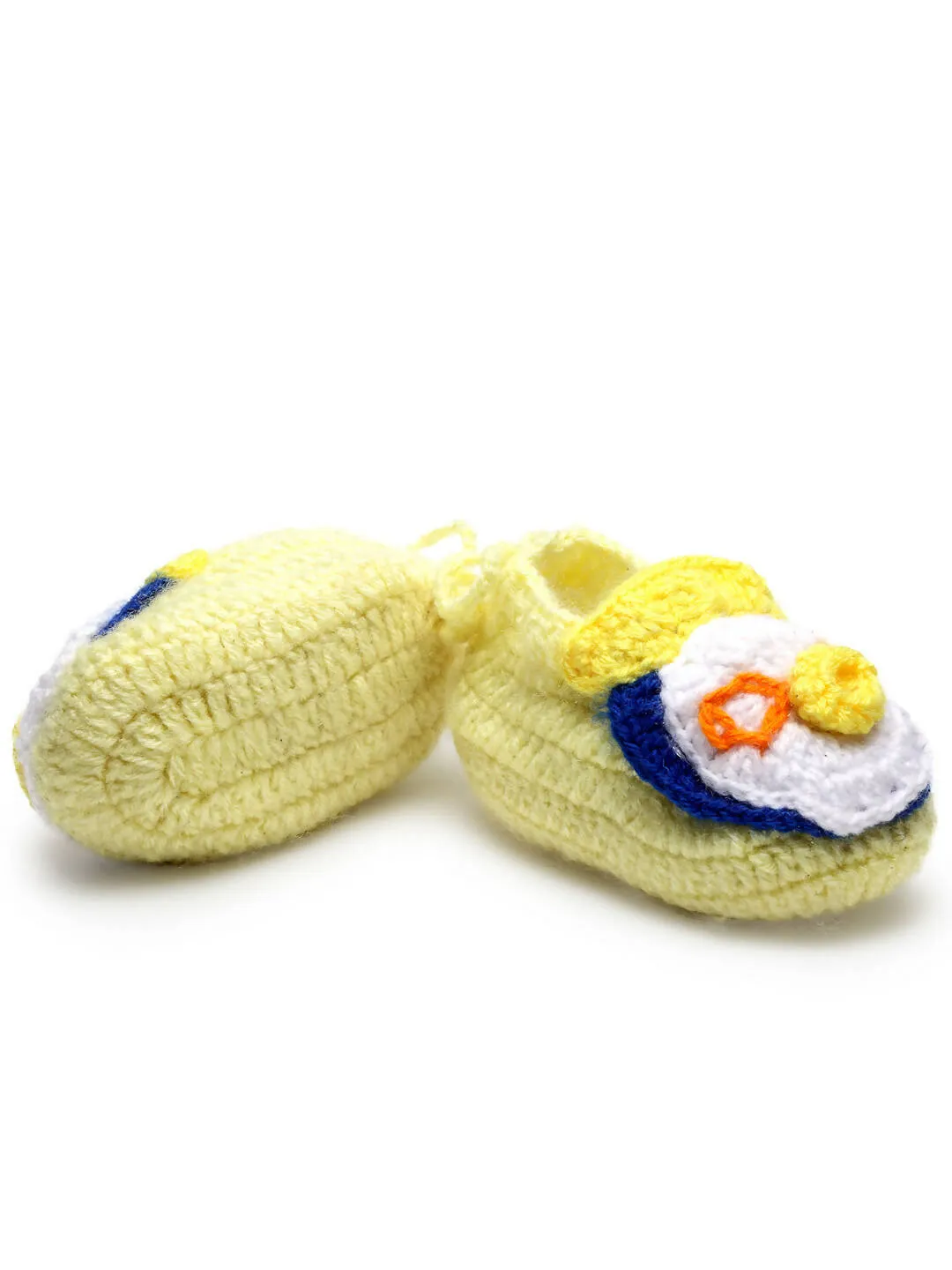 Chutput Kids Woollen Hand Knitted Self Desgin Booties - Yellow