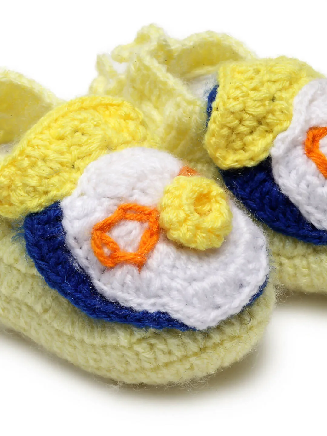 Chutput Kids Woollen Hand Knitted Self Desgin Booties - Yellow