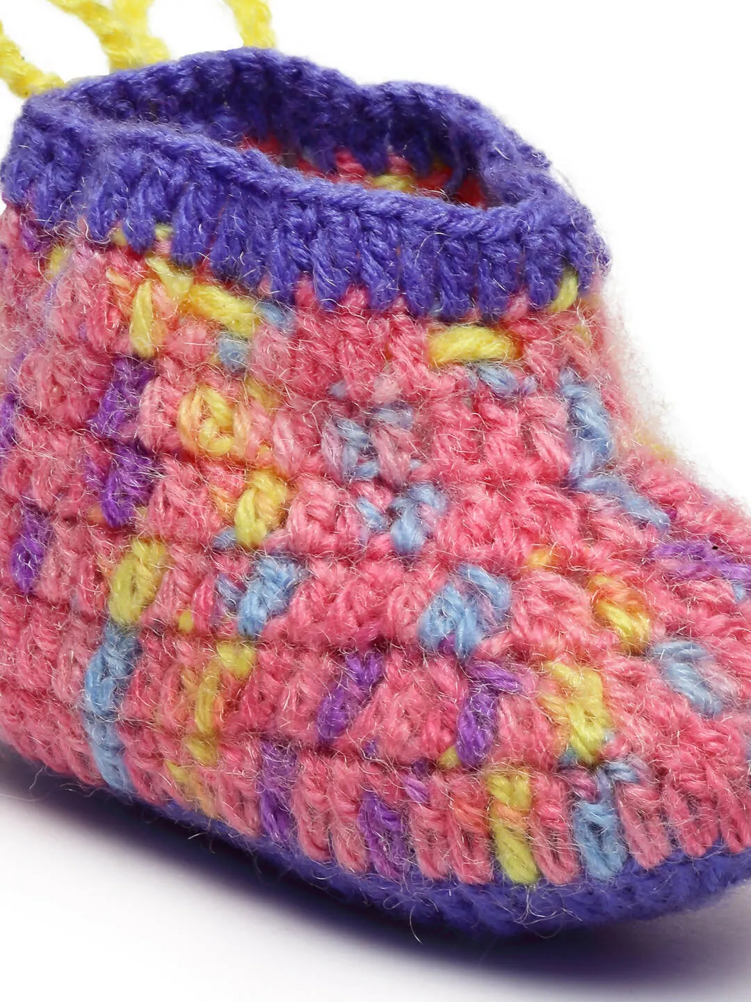 Chutput Kids Woollen Hand Knitted Self Desgin Detailed Booties - Purple