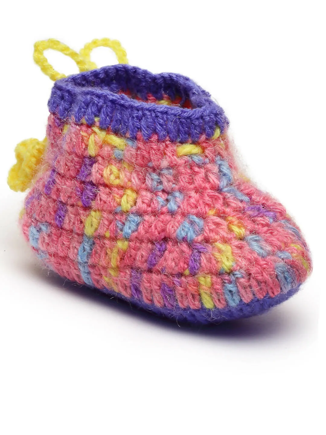 Chutput Kids Woollen Hand Knitted Self Desgin Detailed Booties - Purple