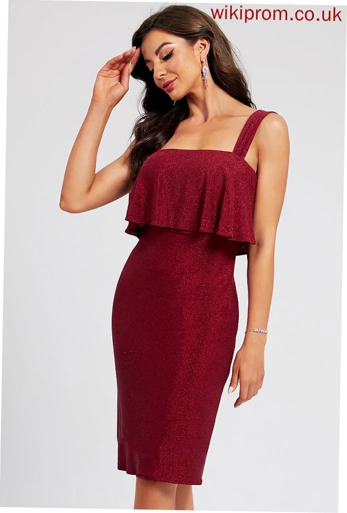 Cocktail Dresses Dress Cocktail Thalia Sheath/Column Ruffle With Square Neckline Knee-Length Polyester