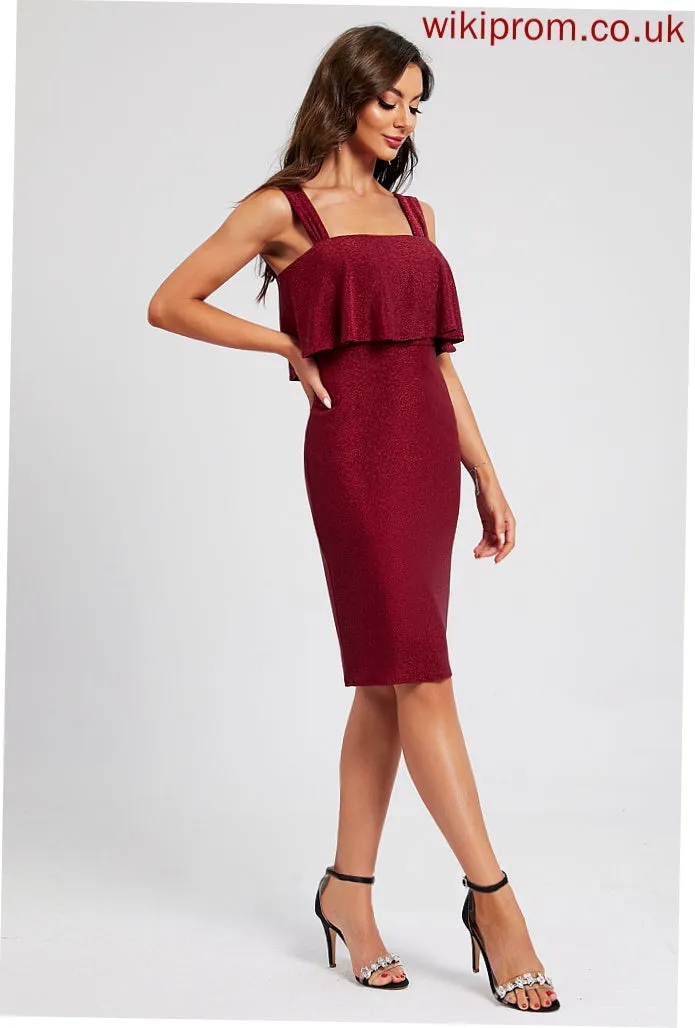 Cocktail Dresses Dress Cocktail Thalia Sheath/Column Ruffle With Square Neckline Knee-Length Polyester