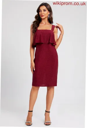 Cocktail Dresses Dress Cocktail Thalia Sheath/Column Ruffle With Square Neckline Knee-Length Polyester