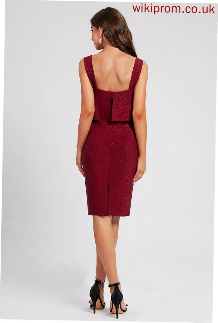 Cocktail Dresses Dress Cocktail Thalia Sheath/Column Ruffle With Square Neckline Knee-Length Polyester