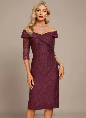 Cocktail Lace Dress Off-the-Shoulder Cocktail Dresses Sheath/Column Knee-Length Mariela