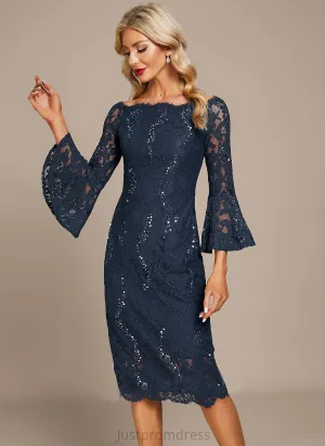 Cocktail Lace Off-the-Shoulder Knee-Length Sheath/Column Dress Sequins Alison With Cocktail Dresses