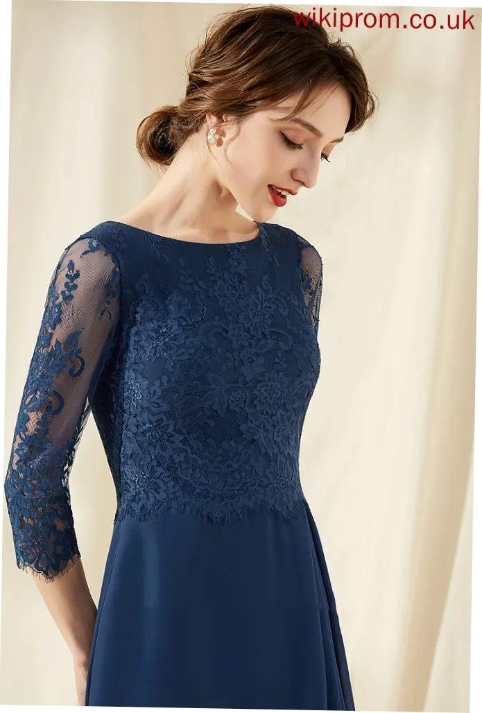 Cocktail Sheath/Column Dress Ariana Cocktail Dresses With Scoop Ruffle Knee-Length Chiffon Lace Neck