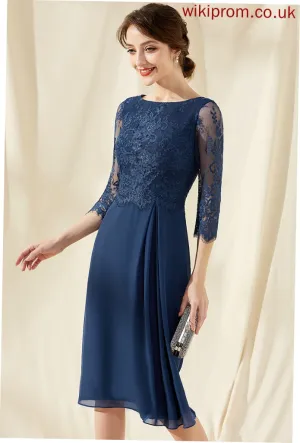 Cocktail Sheath/Column Dress Ariana Cocktail Dresses With Scoop Ruffle Knee-Length Chiffon Lace Neck