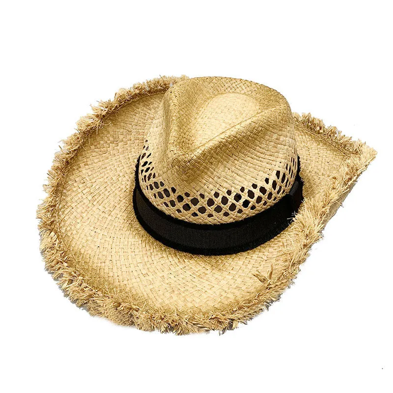 Cowgirl Hats Sun Protection Men's Foldable Cowboy Hat Neck Protection Sun Hat Raffia Hat
