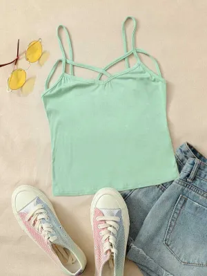 Crisscross Strappy Crop Cami Top