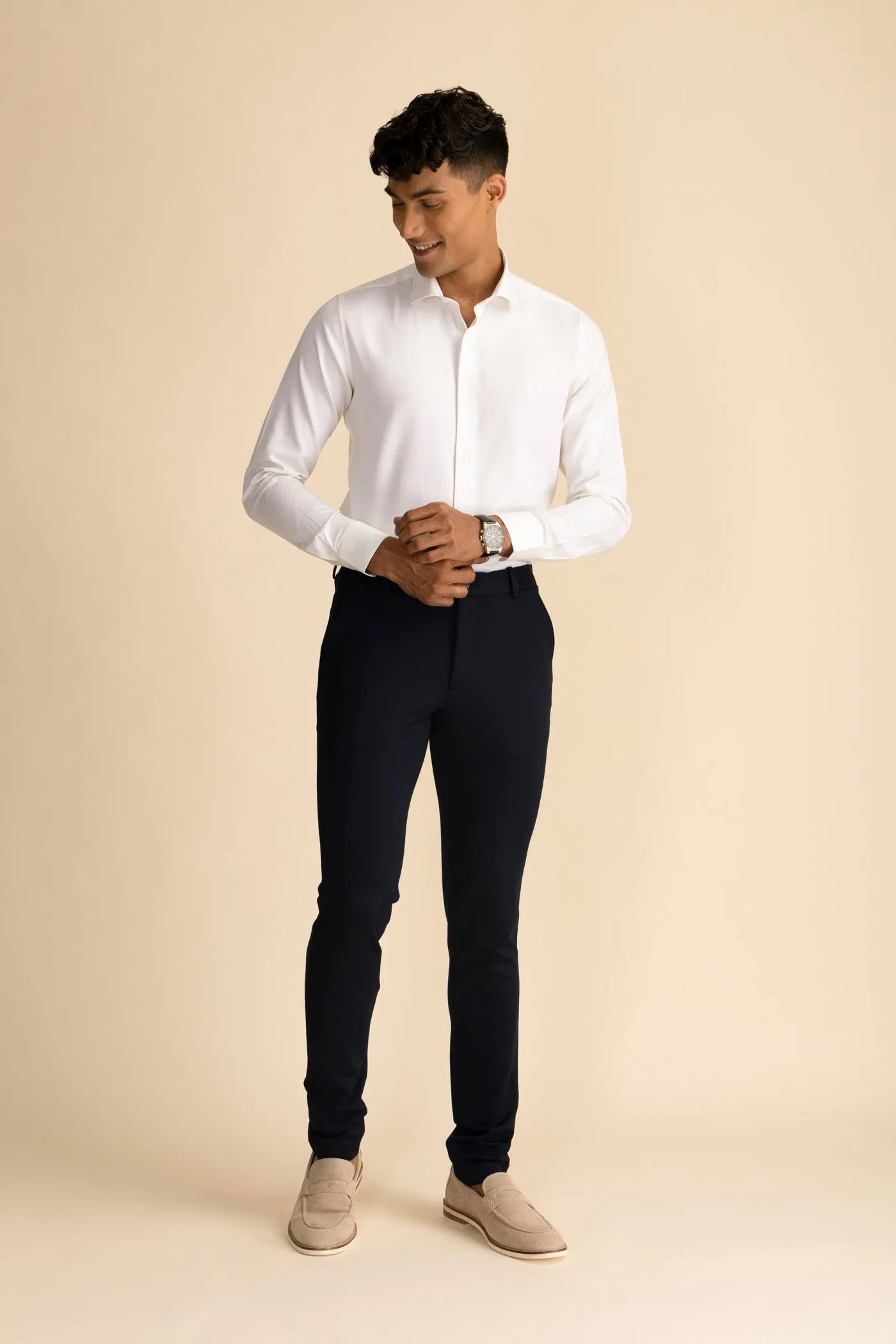 Dark Blue Zipper Pants - 4 way Jet-Setter