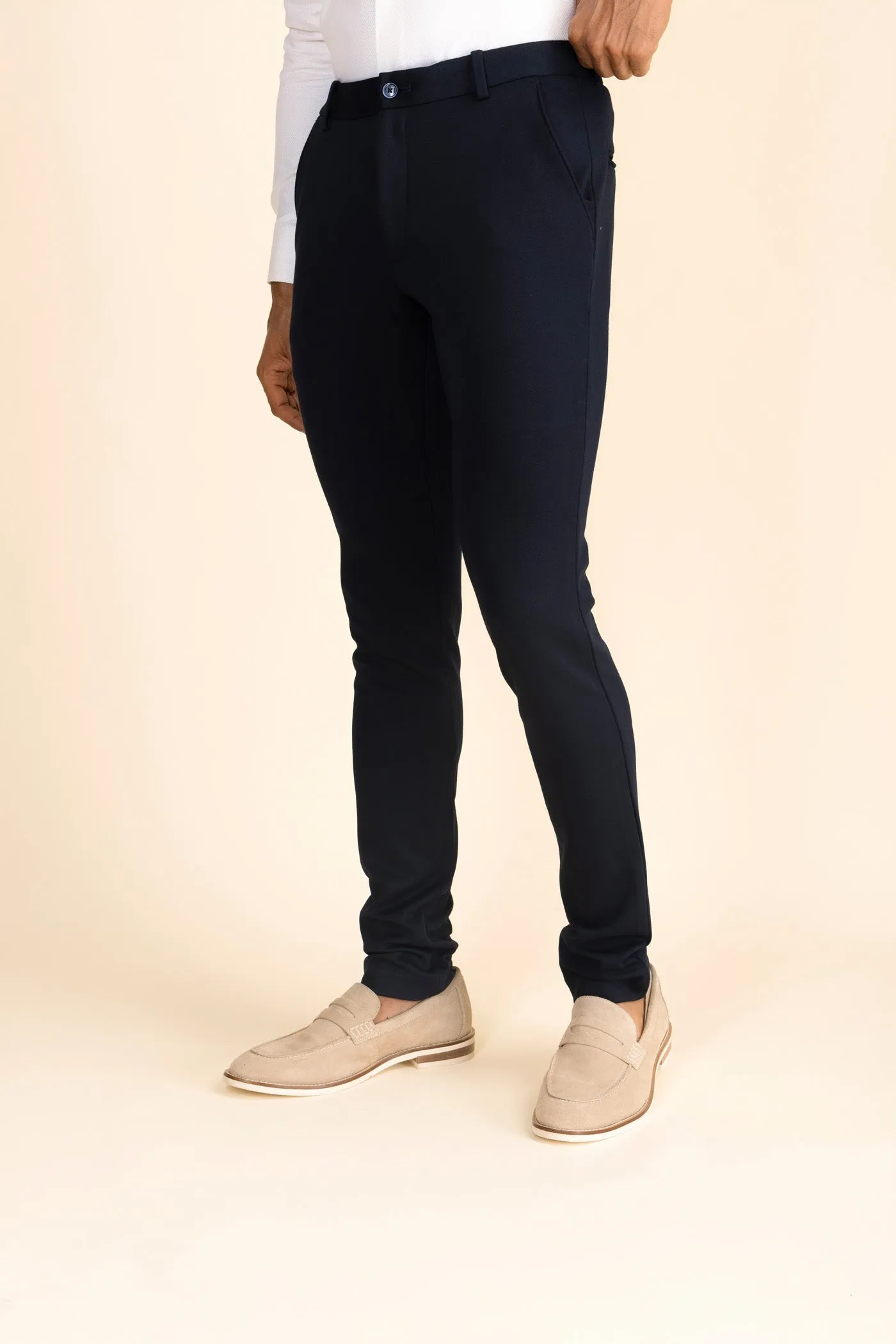 Dark Blue Zipper Pants - 4 way Jet-Setter