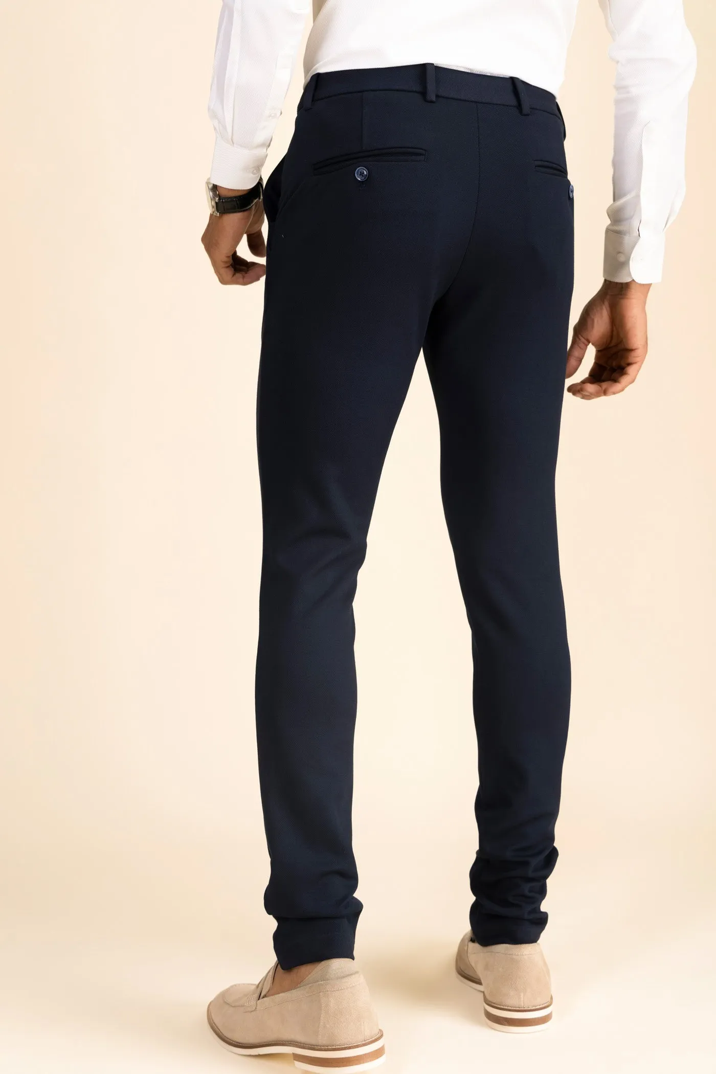 Dark Blue Zipper Pants - 4 way Jet-Setter