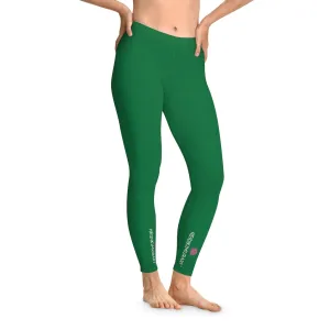 Dark Green Solid Color Tights, Green Solid Color Designer Comfy Women's Stretchy Leggings- Made in USA