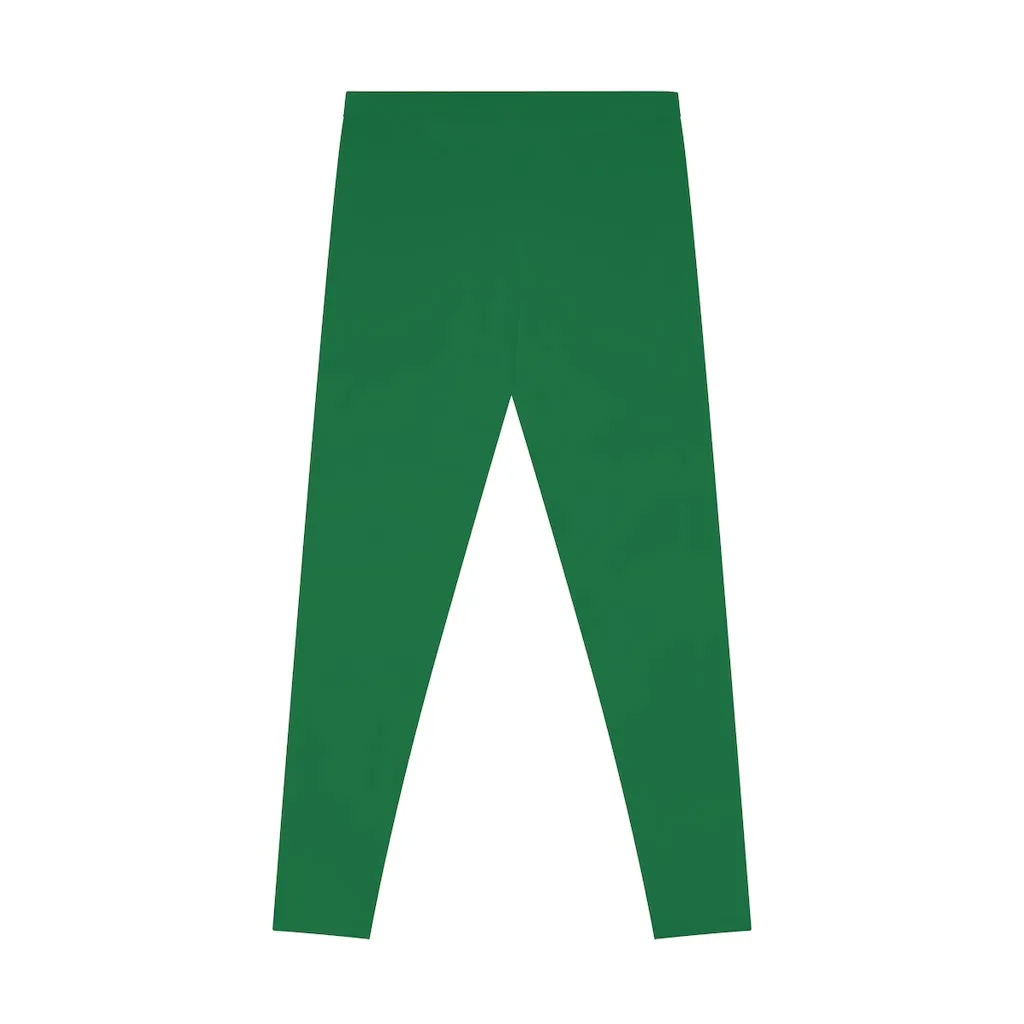 Dark Green Solid Color Tights, Green Solid Color Designer Comfy Women's Stretchy Leggings- Made in USA